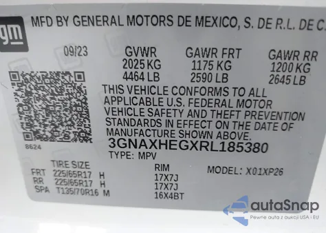 2024 Chevrolet Equinox Fwd Ls из США, поврежденный, VIN 3GNAXHEGXRL185380